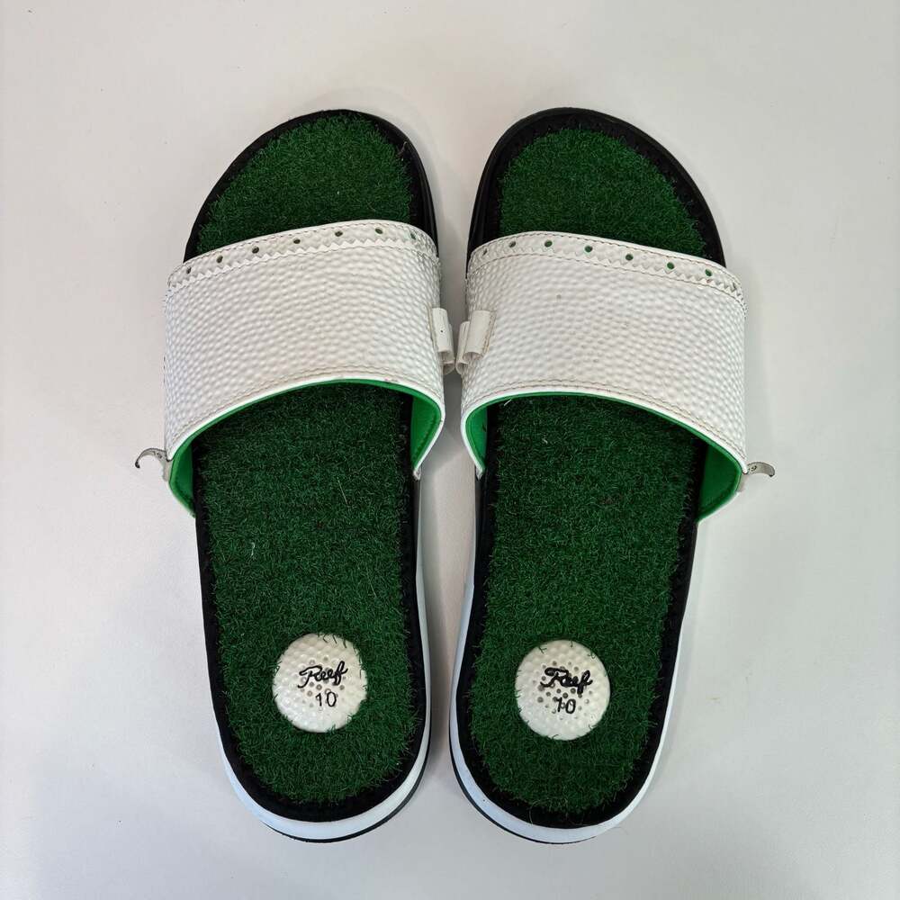 Reef Men's Mulligan Golf Slide Sandals with Artificial Turf Footbed